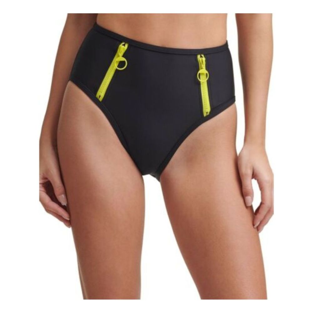 DKNY SWIM Women's Black Zipper High Waisted Swimsuit Bottom L